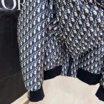 Dior Men CD Bomber Jacket Criss Cross Collar Blue Ecru Technical Taffeta Jacquard Oblique Motif - Image 8