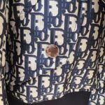 Dior Men CD Bomber Jacket Criss Cross Collar Blue Ecru Technical Taffeta Jacquard Oblique Motif - Image 7