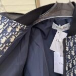 Dior Men CD Bomber Jacket Criss Cross Collar Blue Ecru Technical Taffeta Jacquard Oblique Motif - Image 15