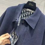Dior Women CD Cape-Effect Peacoat Navy Blue Double-Sided Virgin Wool Silk Oblique Interior - immagine 9