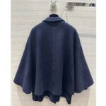 Dior Women CD Cape-Effect Peacoat Navy Blue Double-Sided Virgin Wool Silk Oblique Interior - immagine 3
