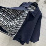 Dior Women CD Cape-Effect Peacoat Navy Blue Double-Sided Virgin Wool Silk Oblique Interior - immagine 5