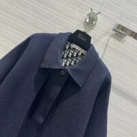 Dior Women CD Cape-Effect Peacoat Navy Blue Double-Sided Virgin Wool Silk Oblique Interior (15)