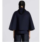 Dior Women CD Cape-Effect Peacoat Navy Blue Double-Sided Virgin Wool Silk Oblique Interior - immagine 15