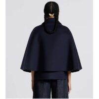 Dior Women CD Cape-Effect Peacoat Navy Blue Double-Sided Virgin Wool Silk Oblique Interior (15)