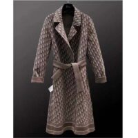 Dior Women CD Coat with Belt Brown Double-Sided Wool Dior Oblique Interior (4)