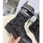 Dior Women CD D-Major Ankle Boot Black Calfskin Black White Cannage Tweed - Image 8
