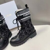 Dior Women CD D-Major Ankle Boot Black Calfskin Black White Cannage Tweed (11)