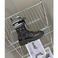 Dior Women CD D-Major Ankle Boot Black Calfskin Black White Cannage Tweed (11)