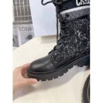 Dior Women CD D-Major Ankle Boot Black Calfskin Black White Cannage Tweed - Image 10