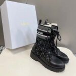Dior Women CD D-Major Ankle Boot Black Calfskin Black White Cannage Tweed - Image 3