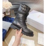 Dior Women CD D-Trap Ankle Boot Black Calfskin Shearling Strap Two Dior Buckles - Imagen 8