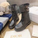 Dior Women CD D-Trap Ankle Boot Black Calfskin Shearling Strap Two Dior Buckles - Imagen 6