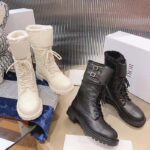 Dior Women CD D-Trap Ankle Boot Black Calfskin Shearling Strap Two Dior Buckles - Imagen 12