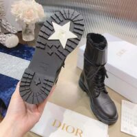 Dior Women CD D-Trap Ankle Boot Black Calfskin Shearling Strap Two Dior Buckles (6)