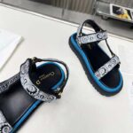 Dior Women CD D-Wave Sandal Denim Blue Multicolor Embroidered Cotton Butterfly Bandana Motif - Image 5