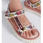 Dior Women CD D-Wave Sandal White Multicolor Florilegio Embroidered Cotton - Imagen 13