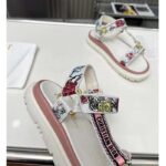 Dior Women CD D-Wave Sandal White Multicolor Florilegio Embroidered Cotton - Imagen 8