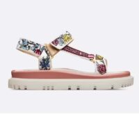 Dior Women CD D-Wave Sandal White Multicolor Florilegio Embroidered Cotton (13)