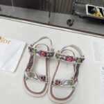 Dior Women CD D-Wave Sandal White Multicolor Florilegio Embroidered Cotton - Imagen 3