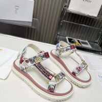 Dior Women CD D-Wave Sandal White Multicolor Florilegio Embroidered Cotton (13)