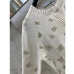 Dior Women CD Embroidered Cardigan Wool Cashmere Knit Gold-Tone White Gradient Butterflies Motif - Image 9