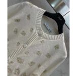 Dior Women CD Embroidered Cardigan Wool Cashmere Knit Gold-Tone White Gradient Butterflies Motif - Image 4