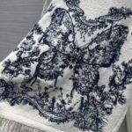 Dior Women CD Embroidered Jacket White Wool Cotton Alpaca Technical Knit Pastel Midnight Blue Butterfly - Image 5