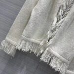 Dior Women CD Embroidered Jacket White Wool Cotton Alpaca Technical Knit Pastel Midnight Blue Butterfly - Image 8