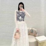 Dior Women CD Embroidered Sweater Ecru Cashmere Knit Pastel Midnight Blue Butterfly Around The World - Image 11