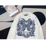 Dior Men CD Embroidered Sweater Ecru Cashmere Knit Pastel Midnight Blue Butterfly Around The World – Image 4