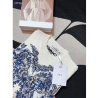 Dior Women CD Embroidered Sweater Ecru Cashmere Knit Pastel Midnight Blue Butterfly Around The World (5)