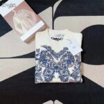 Dior Men CD Embroidered Sweater Ecru Cashmere Knit Pastel Midnight Blue Butterfly Around The World – Image 7