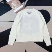 Dior Women CD Embroidered Sweater Ecru Cashmere Knit Pastel Pink Butterfly Around The World Motif (8)