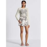 Dior Women CD Embroidered Sweater Ecru Cashmere Knit Pastel Pink Butterfly Around The World Motif – Image 12