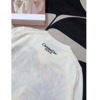 Dior Women CD Embroidered Sweater Ecru Cashmere Knit Pastel Pink Butterfly Around The World Motif (8)