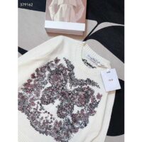 Dior Women CD Embroidered Sweater Ecru Cashmere Knit Pastel Pink Butterfly Around The World Motif (8)