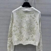 Dior Women CD Embroidered Sweater White Wool Cashmere Knit Gold-Tone Butterflies Motif (3)