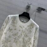 Dior Men CD Embroidered Sweater White Wool Cashmere Knit Gold-Tone Butterflies Motif - Bild 4