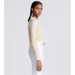 Dior Women CD Embroidered Sweater White Wool Cashmere Knit Gold-Tone Butterflies Motif - Image 13