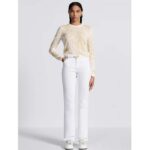 Dior Women CD Embroidered Sweater White Wool Cashmere Knit Gold-Tone Butterflies Motif - Image 11