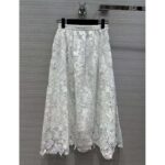 Dior Women CD Flared Mid-Length Skirt Ecru Technical Cotton Lace Allover Butterfly Motif - Image 2