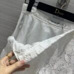 Dior Women CD Flared Mid-Length Skirt Ecru Technical Cotton Lace Allover Butterfly Motif - Image 9