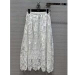 Dior Women CD Flared Mid-Length Skirt Ecru Technical Cotton Lace Allover Butterfly Motif - Image 3