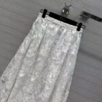 Dior Women CD Flared Mid-Length Skirt Ecru Technical Cotton Lace Allover Butterfly Motif - Image 4
