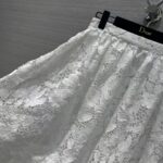 Dior Women CD Flared Mid-Length Skirt Ecru Technical Cotton Lace Allover Butterfly Motif - Image 7