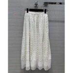 Dior Women CD Flared Mid-Length Skirt Ecru Technical Cotton Lace Star Motif - immagine 3