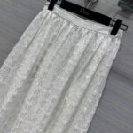 Dior Women CD Flared Mid-Length Skirt Ecru Technical Cotton Lace Star Motif - immagine 5