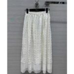 Dior Women CD Flared Mid-Length Skirt Ecru Technical Cotton Lace Star Motif - immagine 2