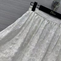 Dior Women CD Flared Mid-Length Skirt Ecru Technical Cotton Lace Star Motif (6)